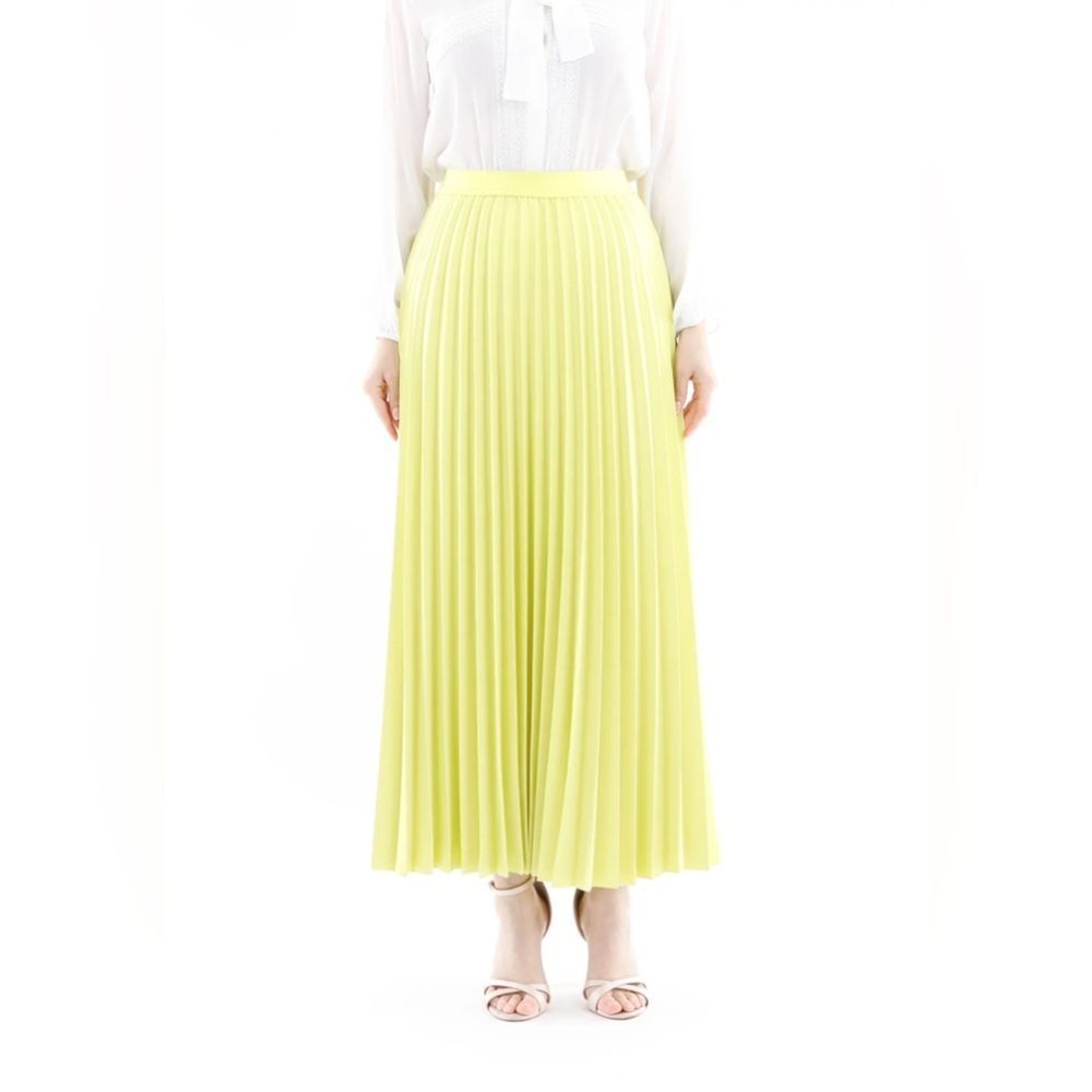 G-Line Women’s Pistachio Green Pleated Maxi Skirt with Elastic Waist Band - Picture 2 of 6